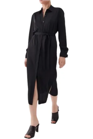 Calvin Klein Kjole, Dame, Sort, M, Uld, Utility Skjortekjole