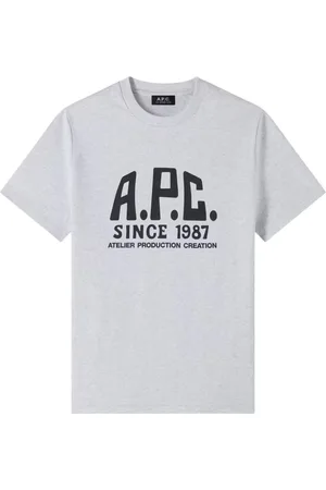 A.P.C. Top, Herre, Hvid, XL, Bomuld, Vintage Logo Print Bomulds T-shirt