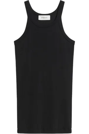 Sportmax Top, Dame, Sort, XS, Bomuld, Sort ribbet halterneck-top