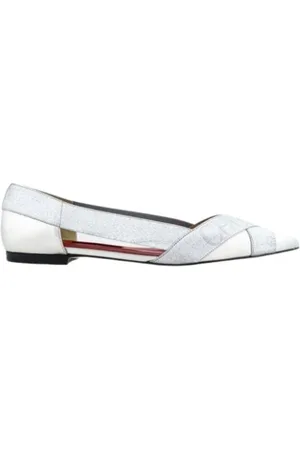 Carolina Herrera Sko, Dame, Grå, 37 EU, Læder, Sølvfarvede Ballerina Sko i Læder