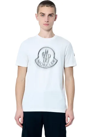 Moncler Top, Herre, Hvid, XL, Bomuld, Cotton Jersey Logo Print T-Shirt