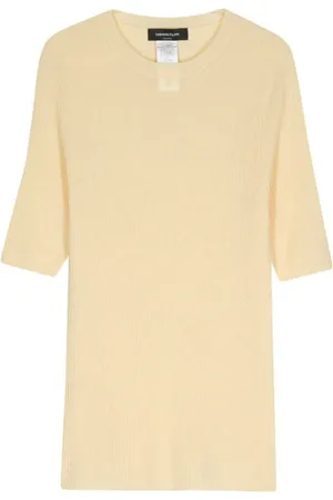 Fabiana Filippi Kjole, Dame, Gul, 2XL, Uld, Ribstrikket T-shirt