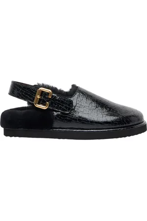 Chloé Sko, Dame, Sort, 37 EU, Læder, Croc-Embossed Shearling Lined Mules