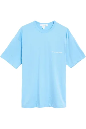 Comme des Garçons Top, Herre, Blå, M, Bomuld, Logo T-shirt Strik Oversize Pasform