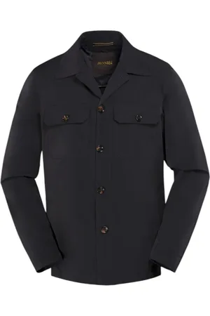 MOORER Jakke, Herre, Blå, 3XL, Polyester, Marine Overshirt med Tekstil