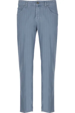 Jacob Cohen Bukser, Herre, Blå, W32, Bomuld, Blå Bomuldsjeans med Logo Patch