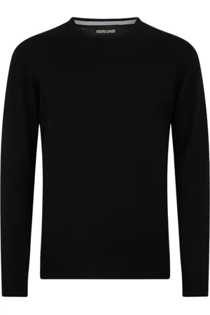 Roberto Cavalli Strik, Herre, Sort, S, Uld, Uld Crew-Neck Sweater
