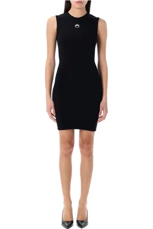 Marine Serre Kjole, Dame, Sort, S, Uld, Moon Logo Strik Mini Kjole