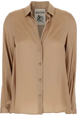 SEMICOUTURE Bluser & Skjorter, Dame, , M, Tyl, Silkeblanding Klassisk Skjorte med Krave