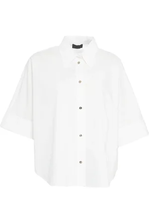 Liu Jo Bluser & Skjorter, Dame, Hvid, M, Hvid Skjortebluse med Metal Detaljer