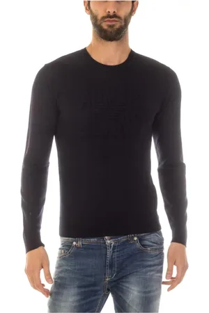 Emporio Armani Strik, Herre, Blå, L, Uld, Hyggelig Striktrøje