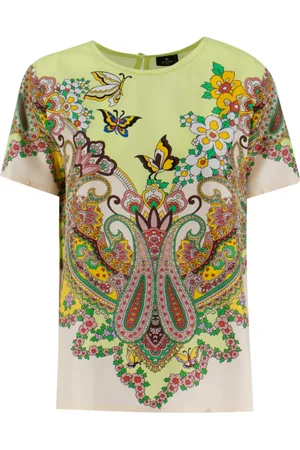 Etro Top, Dame, Flerfarvet, S, Elegant hvid top med blomsterprint