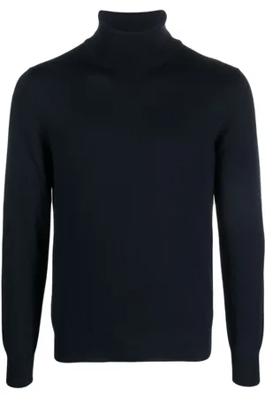 TAGLIATORE Strik, Herre, Blå, 2XL, Uld, Blå Rullekrave Sweater