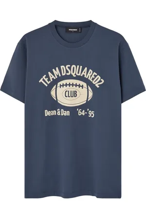 Dsquared2 Top, Herre, Blå, 2XL, Bomuld, Blå T-shirt med logo-print