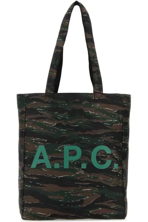A.P.C. Taske, Dame, Grøn, ONE SIZE, Uld, Printed Fabric Reversible Lou Shopping Bag