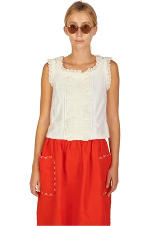 Comme des Garçons Top, Dame, Hvid, XS, Bomuld, Hvid Bomulds Flæse Top
