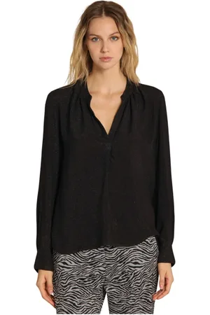 Masons Bluser & Skjorter, Dame, Sort, XS, Polyester, Adele Lurex Skjorte med Lange Ærmer