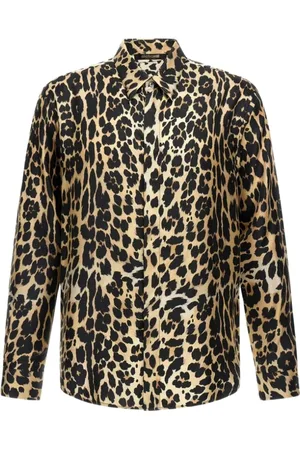 Roberto Cavalli Skjorte, Herre, Brun, S, Leopard Print Skjorte, Lys Brun, Mand