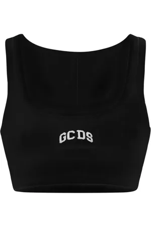 GCDS Top, Dame, Sort, XS, Ribbet Logo Crop Top