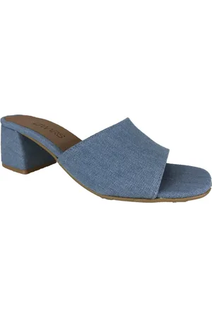 DWRS Sko, Dame, Blå, 38 EU, Læder, Marbella Heeled Mules