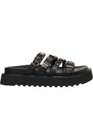 Pinko Sko, Dame, Sort, 40 EU, Uld, Stilfulde Læder Platform Sandaler Sort
