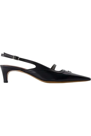 Maison Kitsuné Sko, Dame, Sort, 36 EU, Læder, Sort Læder Sling Back Sko med Spids Tå