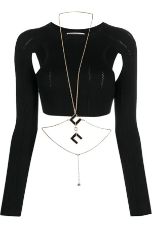 Elisabetta Franchi Top, Dame, Sort, S, Uld, Cut-Out Strik Top
