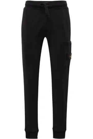 Stone Island Bukser, Herre, Sort, XL, Bomuld, Sorte Cargo Joggers i Bomuldsfleece