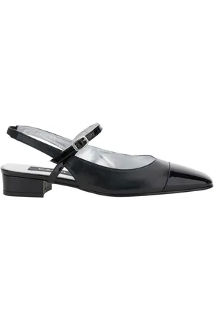Carel Sko, Dame, Sort, 38 EU, Læder, Sort Læder Slingback Ballerina Sko