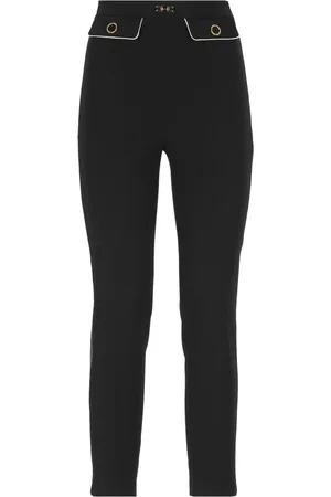 Elisabetta Franchi Bukser, Dame, Sort, XS, Uld, Crêpe Bukser med Logo Detaljer