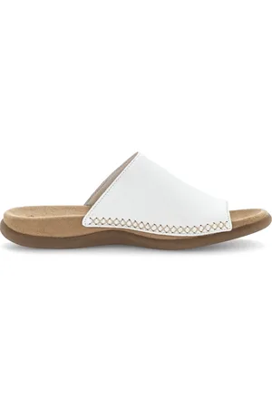 Gabor Sko, Dame, Hvid, 37 EU, Læder, Hvide dameslide-sandaler