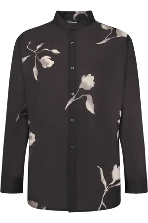Emporio Armani Skjorte, Herre, Sort, M, Floral Design Sort Skjorte