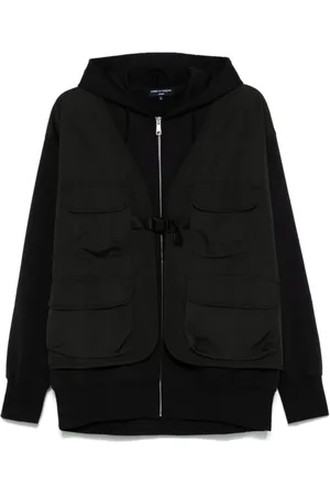 Comme des Garçons Jakke, Herre, Sort, M, Bomuld, Lagdelt Zip Jakke med Hætte