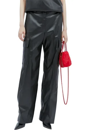 Stella McCartney Bukser, Dame, Sort, XS, Læder, Veganske Læder Cargobukser