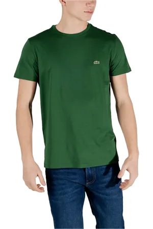 Lacoste Top, Herre, Grøn, S, Bomuld, Grøn Bomulds T-shirt med Rund Hals