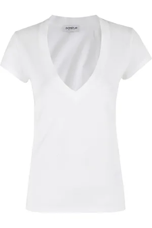 Dondup Top, Dame, Hvid, M, Bomuld, V-Neck Top