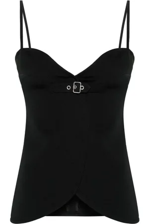 Courrèges Top, Dame, Sort, S, Uld, Sweetheart Neck Top