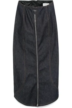 COPERNI Nederdel, Dame, Blå, XS, Denim, Denimnederdel med tovejs lynlåslukning