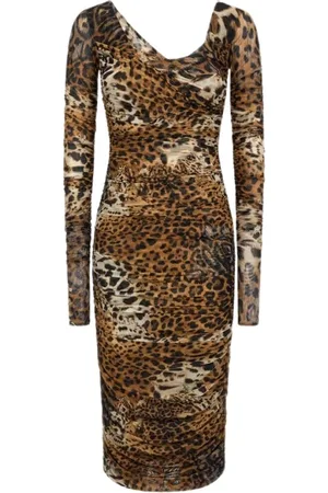 Roberto Cavalli Kjole, Dame, Brun, M, Jaguar Skin Print Kjole Brun