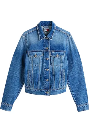 Tommy Hilfiger Jakke, Dame, Blå, L, Denim, Farveblok Denim Jakke