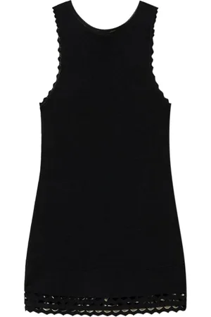 Twin-Set Top, Dame, Sort, XS, Uld, Geometrisk Dobbeltbrug Top Sort