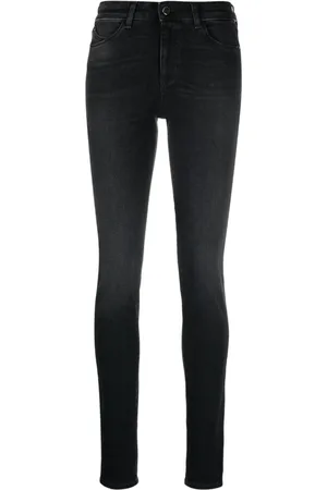 Emporio Armani Jeans, Dame, Sort, W29, Denim, Slim Fit Sorte Denim Jeans