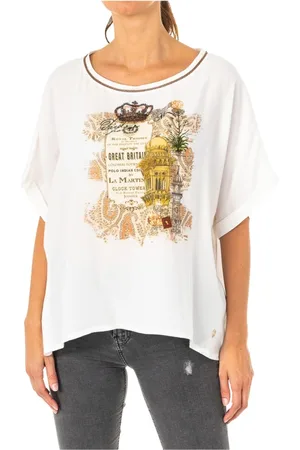 La Martina Top, Dame, Hvid, M, Bomuld, Wide Kortærmet T-shirt med Logo