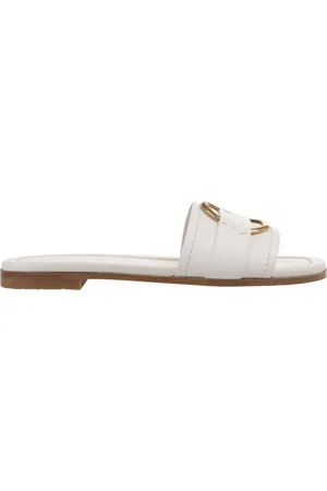 Moncler Sko, Dame, Hvid, 36 EU, Læder, Hvide læder Bell Slides