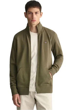 GANT Strik, Herre, Grøn, 2XL, Bomuld, Zip-up Sweatshirt Shield