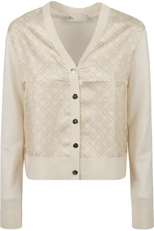 Tory Burch Strik, Dame, , M, Silke Front Cropped Cardigan Sweaters