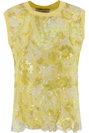 ERMANNO SCERVINO Top, Dame, Gul, M, Floral Sequin Camisole Top