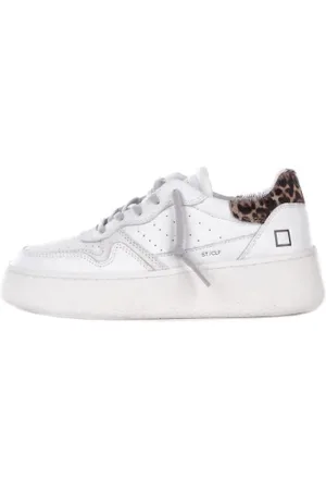 D.A.T.E. Sko, Herre, Hvid, 44 EU, Læder, Hvide Læder Sneakers med Sidelogo