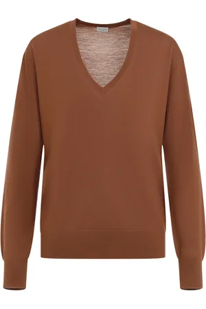 DRIES VAN NOTEN Strik, Dame, Brun, S, Uld, Luksuriøs brun merinould sweater