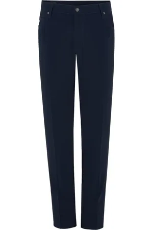 Emporio Armani Bukser, Herre, Blå, W36, Polyester, Blå Bukser i Five-Pocket Stil